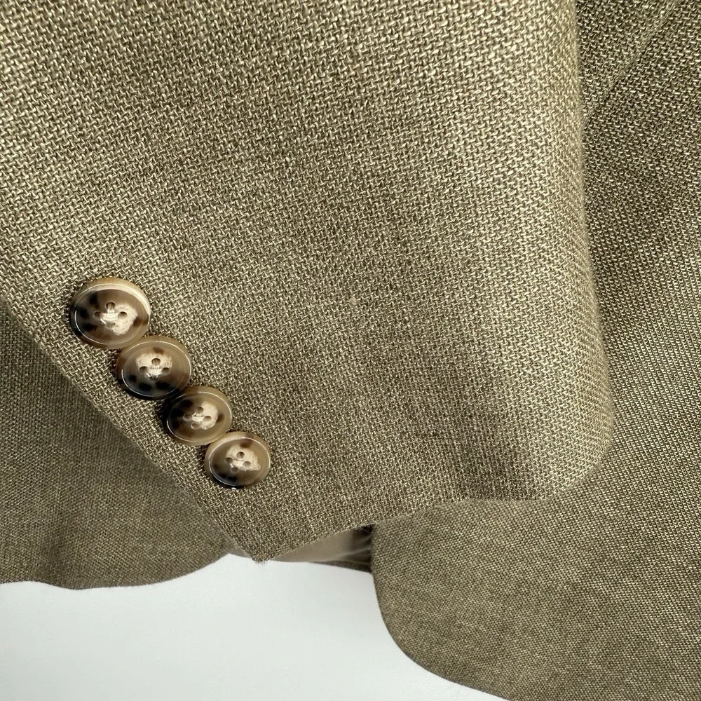 Chaps Men's Classic Fit Sport Coat Blazer 38R Tan Linen Blend‎ Two Button NWT